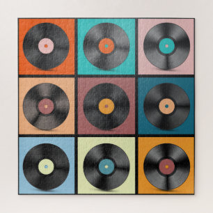 Puzzle Vinyl records : retro LP set.