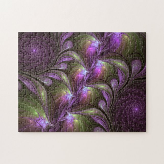 Puzzle Violet Abstrait violet violet kaki fractal (Horizontal)