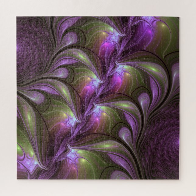 Puzzle Violet Abstrait violet violet kaki fractal (Vertical)