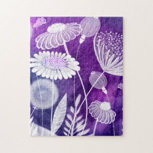 Puzzle Violet et violet Fleur sauvage Art