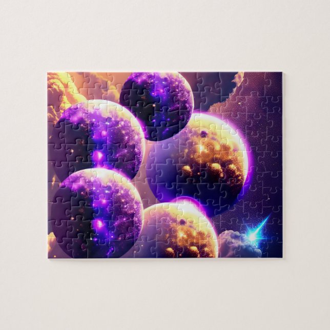 Puzzle Violet magique Beaucoup de lunes dans l'univers nu (Horizontal)