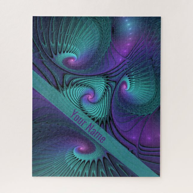 Puzzle Violet Rencontre Turquoise Moderne Nom de l'Art Ab (Vertical)