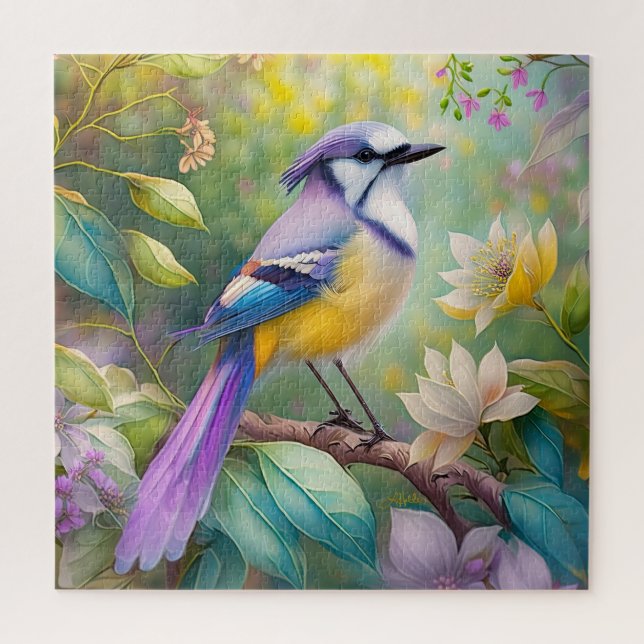 Puzzle Violet Tufted Jay Imaginaire Bird (Vertical)