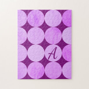 Puzzle Violet, Violet Magenta et Cercles roses Monogramme