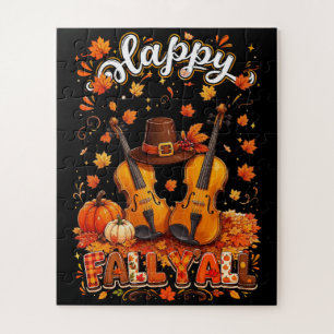 Puzzle Violon de Thanksgiving d'automne feuilles d'automn