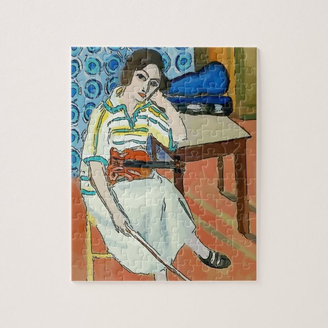 Puzzle Violon et téléphone cellulaire, fauvisme (Vertical)