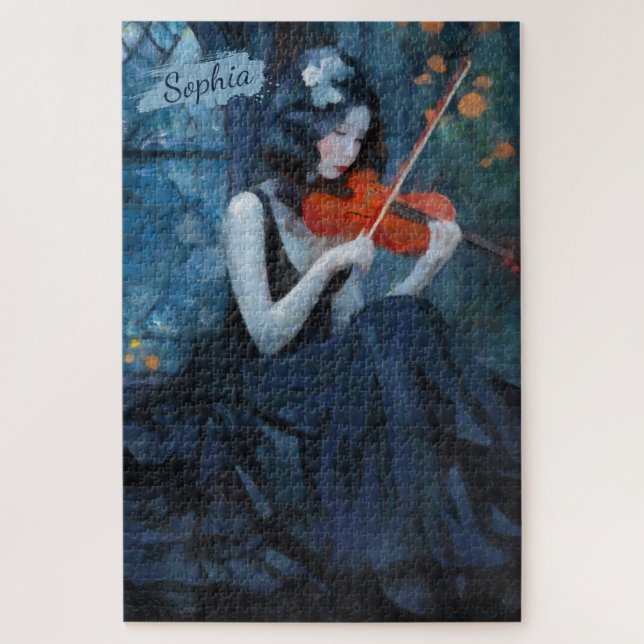 Puzzle Violoniste gothique Imaginaire foncé dans le jardi (Vertical)