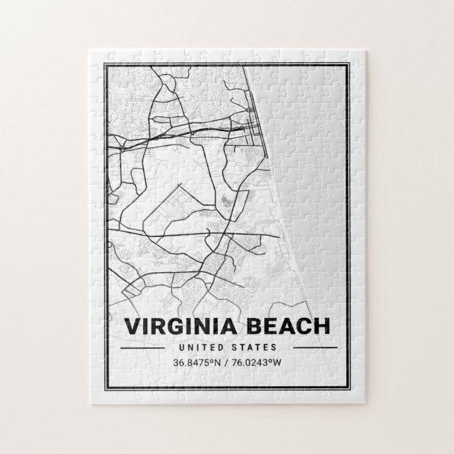 Puzzle Virginia Beach Virginia USA Travel City Carte (Vertical)