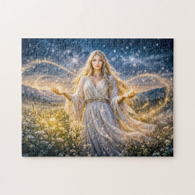 Puzzle Virgo Zodiac in Enchanted Night Landscape (Horizontal)