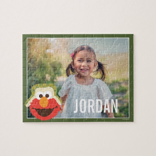 Puzzle Visage boisée d'Elmo | Ajoutez votre nom (Horizontal)