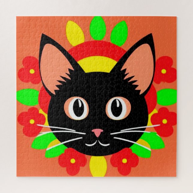 Puzzle Visage de Chat Mignon Illustration Vibrante (Vertical)