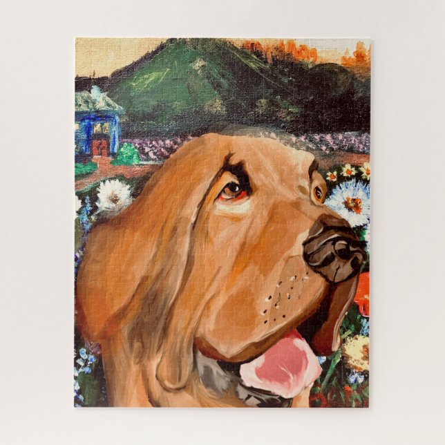Puzzle Visage de chien brun foncé aimant s'amuser avec un (Vertical)