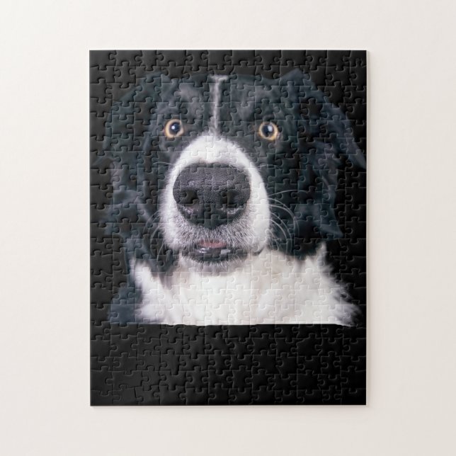 Puzzle Visage de chien noir et blanc (Vertical)