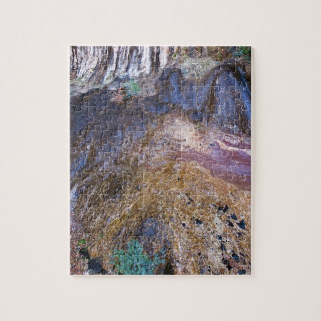 Puzzle Visage de falaise avec la croissance de cascade et (Vertical)