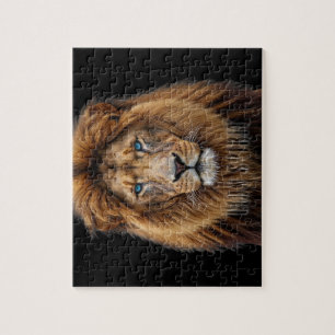 Puzzle Visage de lion majestueux aux yeux bleus   Faune A