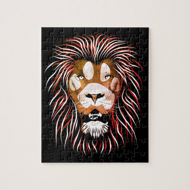 Puzzle Visage de Lion Tribal (Vertical)