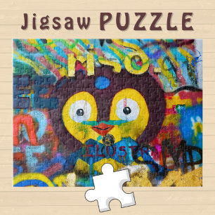 Puzzle Visage d'oiseaux mignon sur le mur de graffitis -