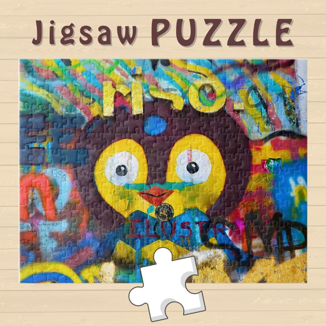 Puzzle Visage d'oiseaux mignon sur le mur de graffitis - (Créateur téléchargé)