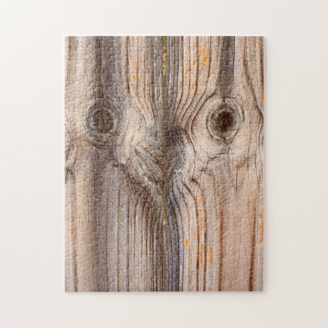Puzzle Visage drôle, grain de bois (Vertical)