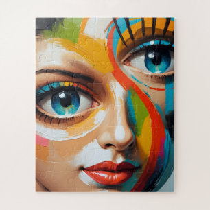 Puzzle Visage peint couleur Abstraite