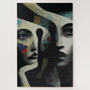 Puzzle Visages Abstraits Surréalistes Entrelacés