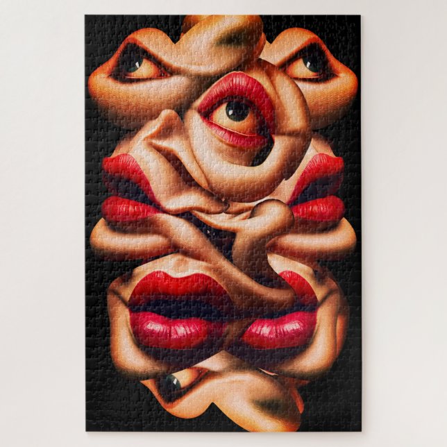 Puzzle Visages Abstraits Surréalistes Expressionnisme Gra (Vertical)