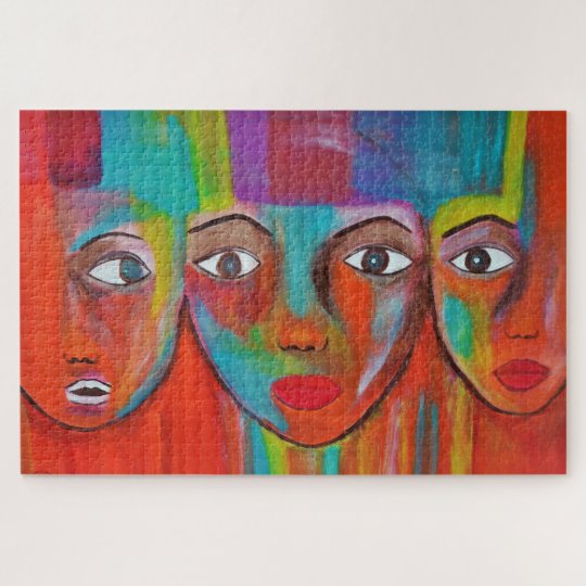 Puzzle Visages colorés Abstraits modernes Zazzle.fr