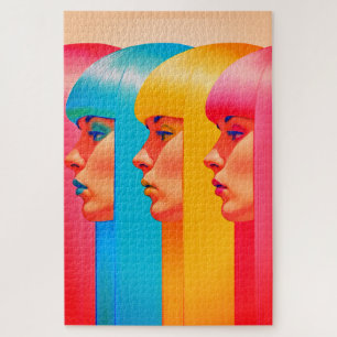 Puzzle Visages Colorés Profils Latéraux Multicolores Vibr