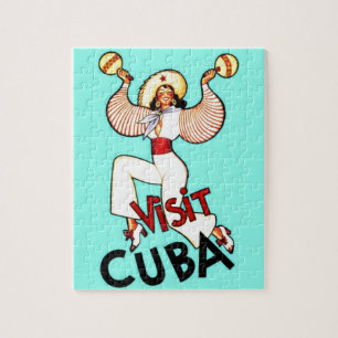 Puzzle Visit Cuba Vintage Travel Illustration Art