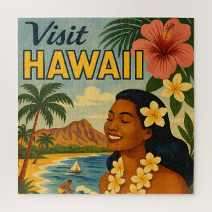 Puzzle Visite Hawaii Tourisme Art Mid Century
