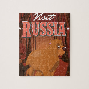 Puzzle Visitez la Russie Affiche de voyage vintage dessin