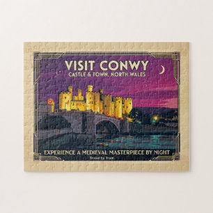Puzzle Visitez l'affiche de voyage de style vintage du ch