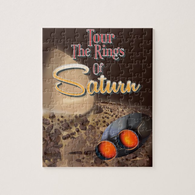 Puzzle Visitez les anneaux de l'affiche Saturn Travel. (Vertical)