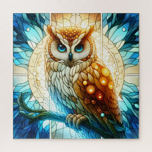 Puzzle Vitrages Majestic hibou vibrante art abstrait