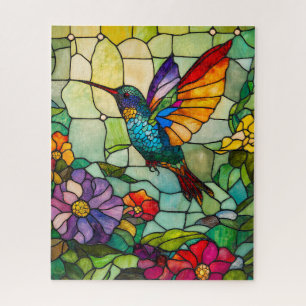 Puzzle Vitrail de style Tiffany représentant un colibri
