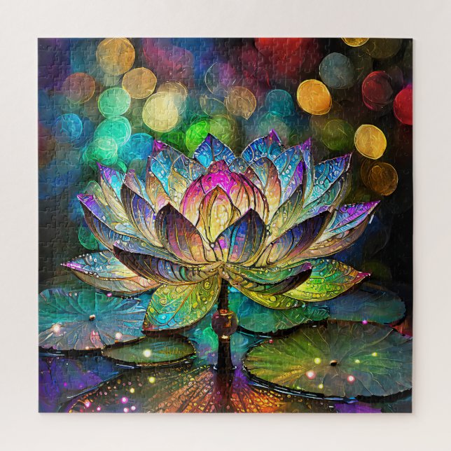 Puzzle Vitre Fleur de Lotus Vibrante (Vertical)