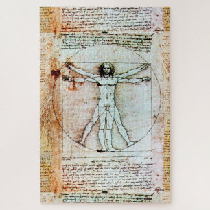 Puzzle VITRUVIAN MAN Leonardo Da Vinci Antique Parchemin