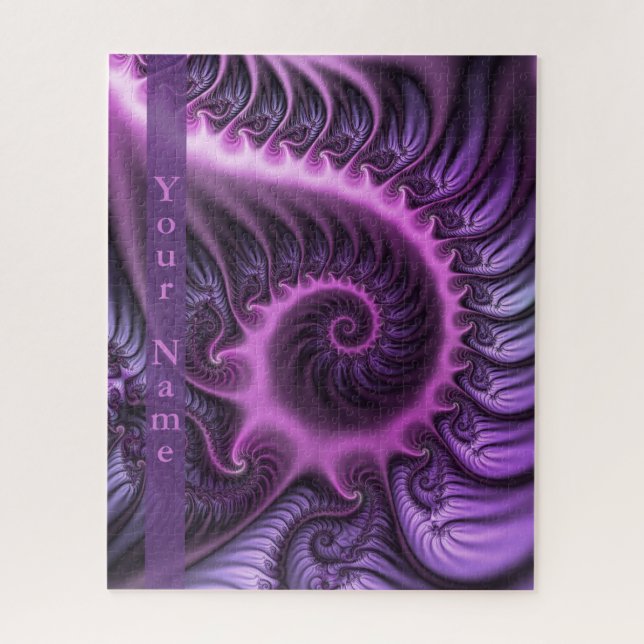 Puzzle Vivid Abstrait Cool rose violet Fractal Nom (Vertical)