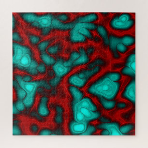 Puzzle Vivid Turquoise et Coral Rouge Art Abstrait