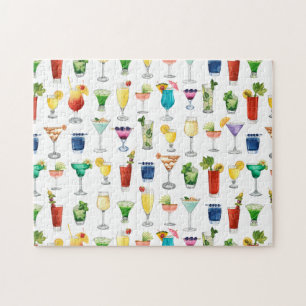 Puzzle Vivid Watercolor Cocktail Motif Sac fourre-tout