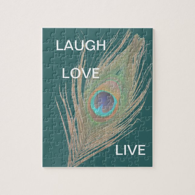 Puzzle Vivre, Rire, Aimer Peacock Feather (Vertical)