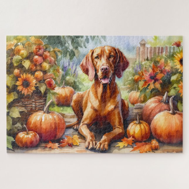 Puzzle Vizsla aquarelle en automne (Horizontal)