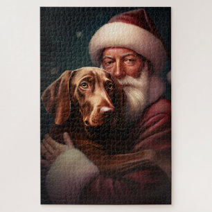 Puzzle Vizsla avec Noël Festif du Père Noël