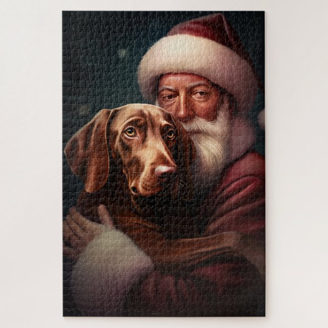 Puzzle Vizsla avec Noël Festif du Père Noël (Vertical)
