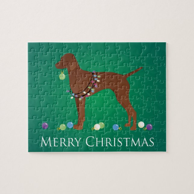 Puzzle Vizsla Chien Joyeux Noël Design (Horizontal)