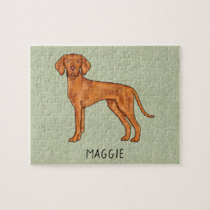 Puzzle Vizsla Hongrois Chien Pointer Mignon Avec Nom Vert