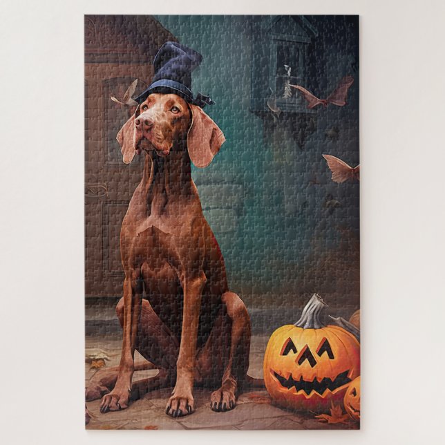 Puzzle Vizsla Potirons Halloween Effrayant (Vertical)
