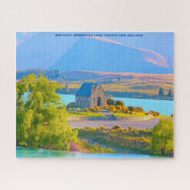 Puzzle Vœux d'anniversaire Lac Tekapo Nouvelle-Zélande (Horizontal)