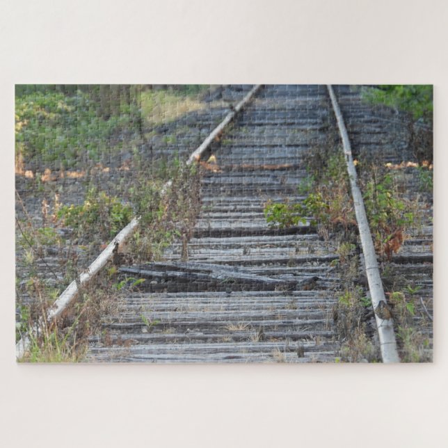 Puzzle Voies ferroviaires et petit oiseau (Horizontal)