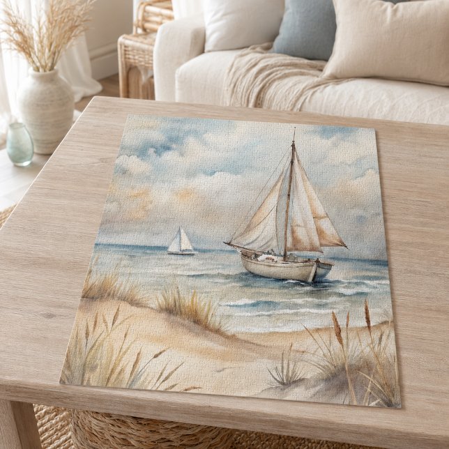 Puzzle Voile côtière aquarelle paisible (Créateur téléchargé)